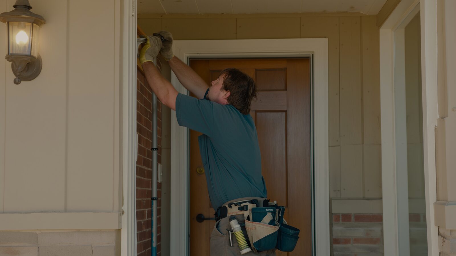 Restoration technician performing fire damage restoration work at a property in Apache Junction, Arizona