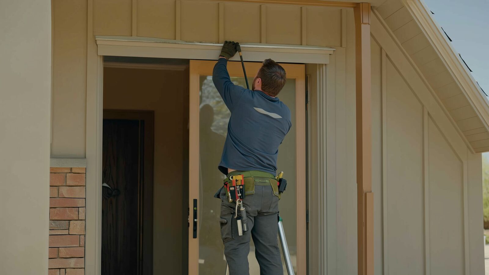 Restoration technician performing reconstruction & rebuild work at a property in Apache Junction, Arizona