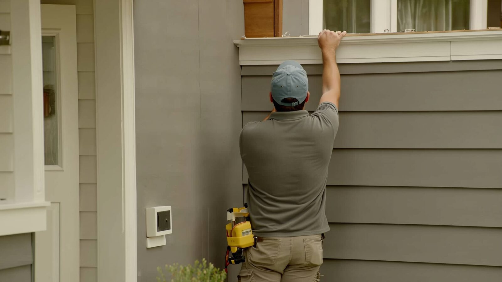 Restoration technician illustrating: Baseboard and trim replacement after a water loss