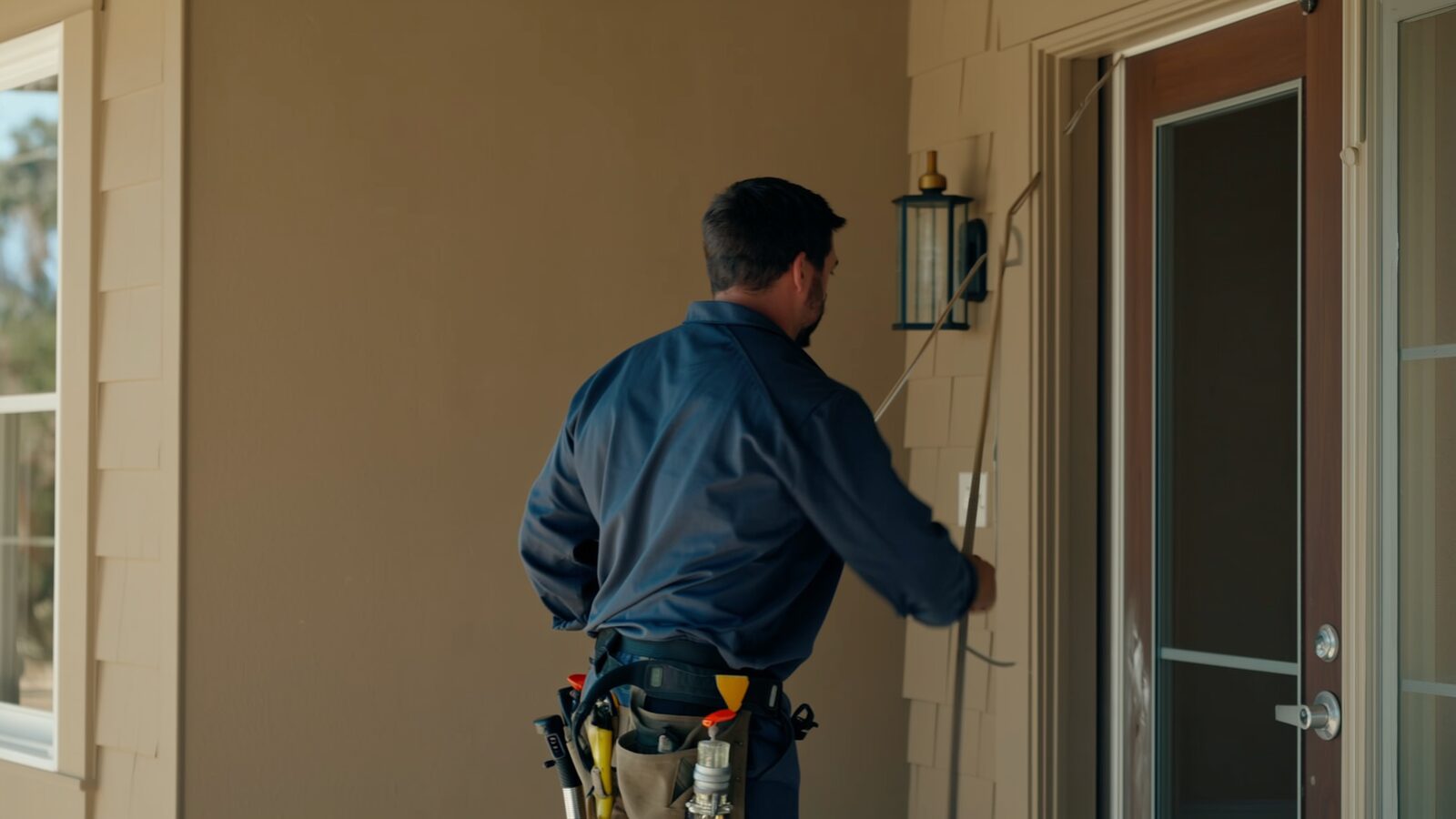 Restoration technician performing fire damage restoration work at a property in Buckeye, Arizona
