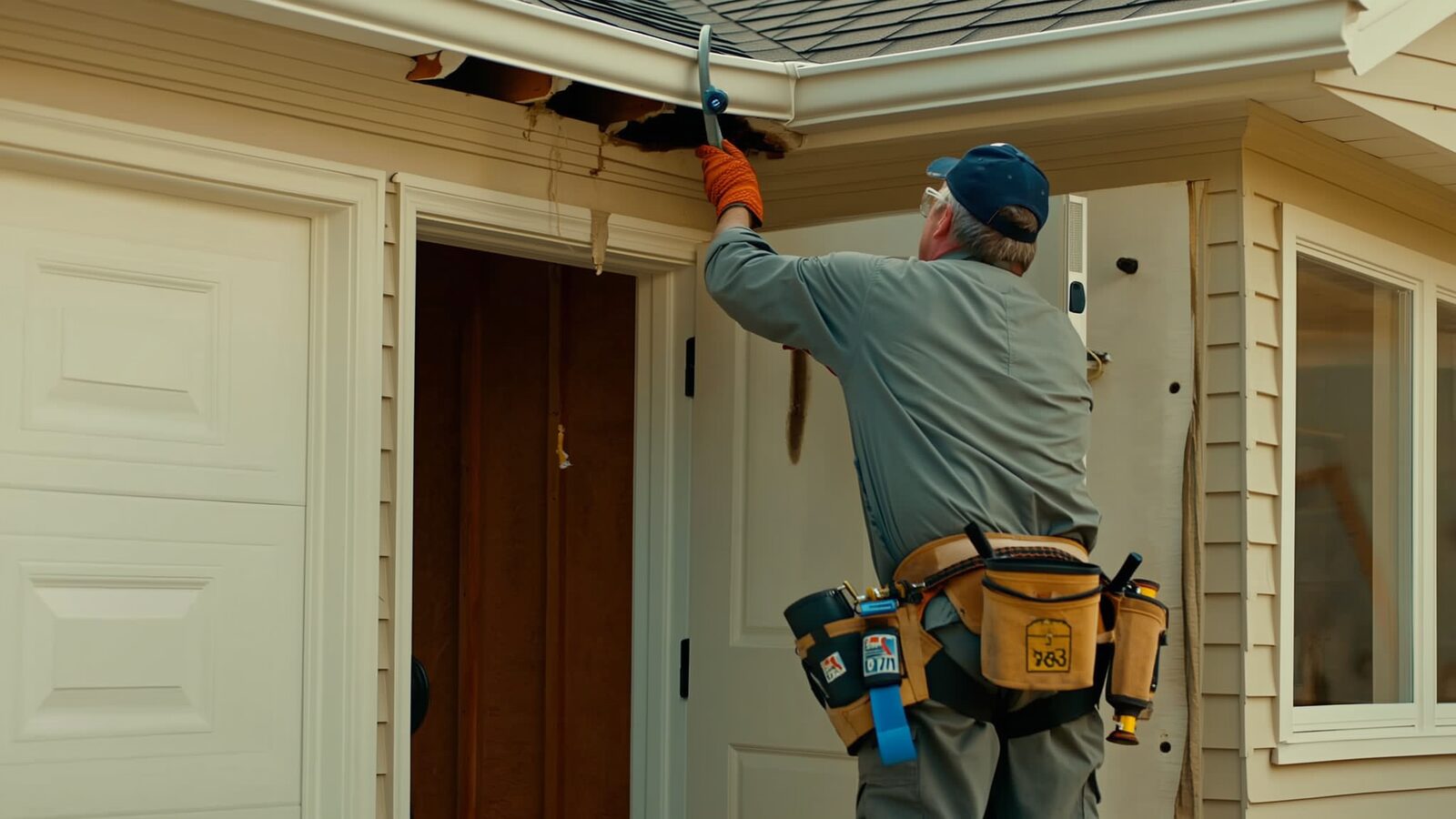 Restoration technician illustrating: What a burst pipe does to a house over days when nobody is home