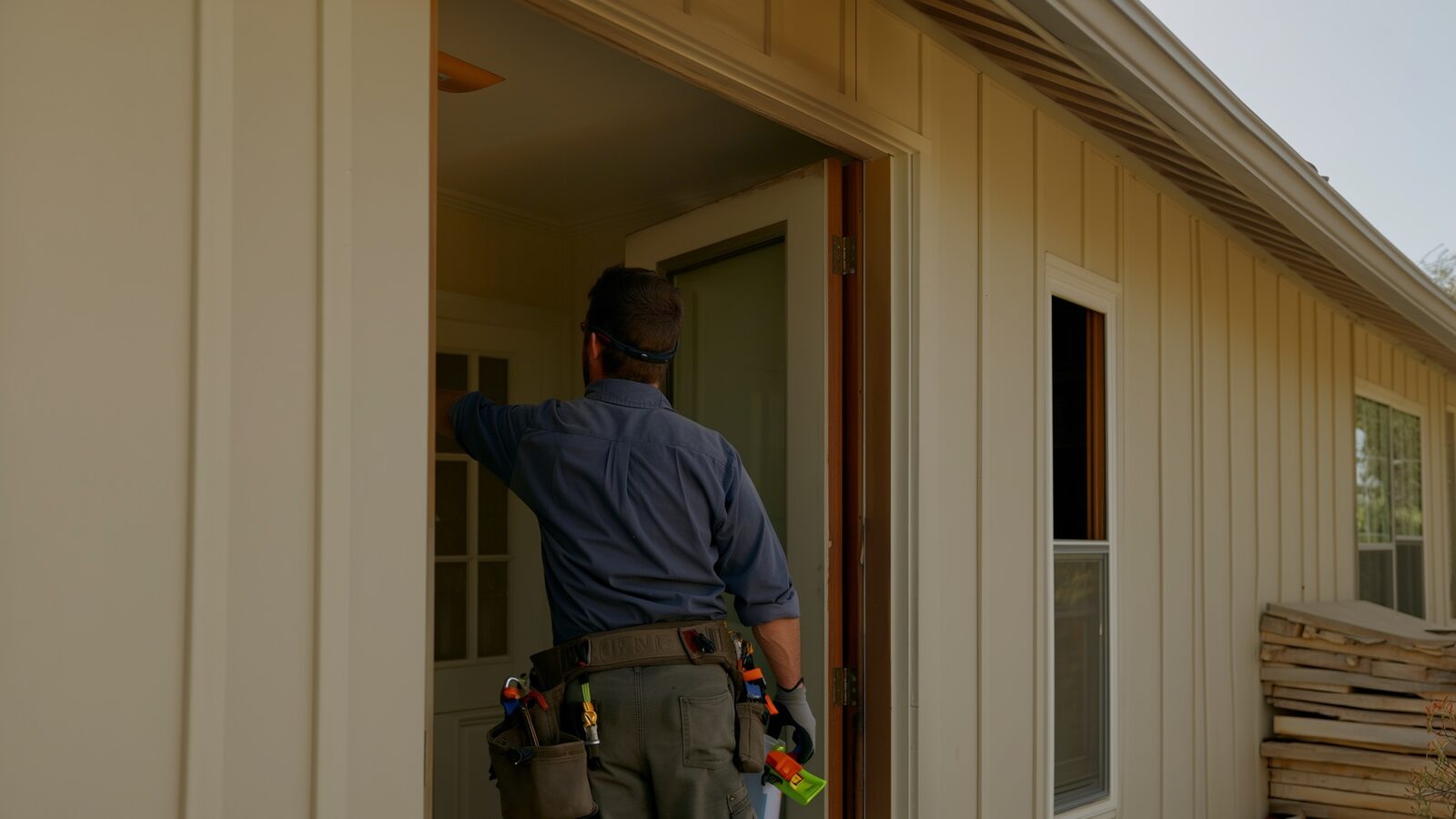Restoration technician performing fire damage restoration work at a property in Cave Creek, Arizona