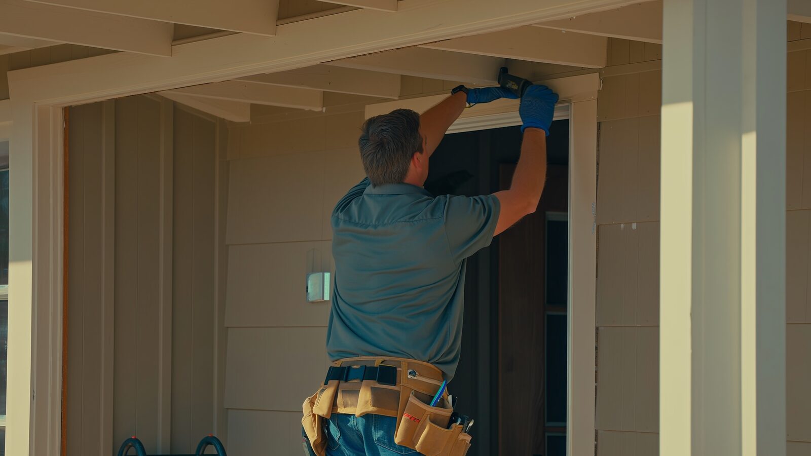 Restoration technician performing reconstruction & rebuild work at a property in Cave Creek, Arizona