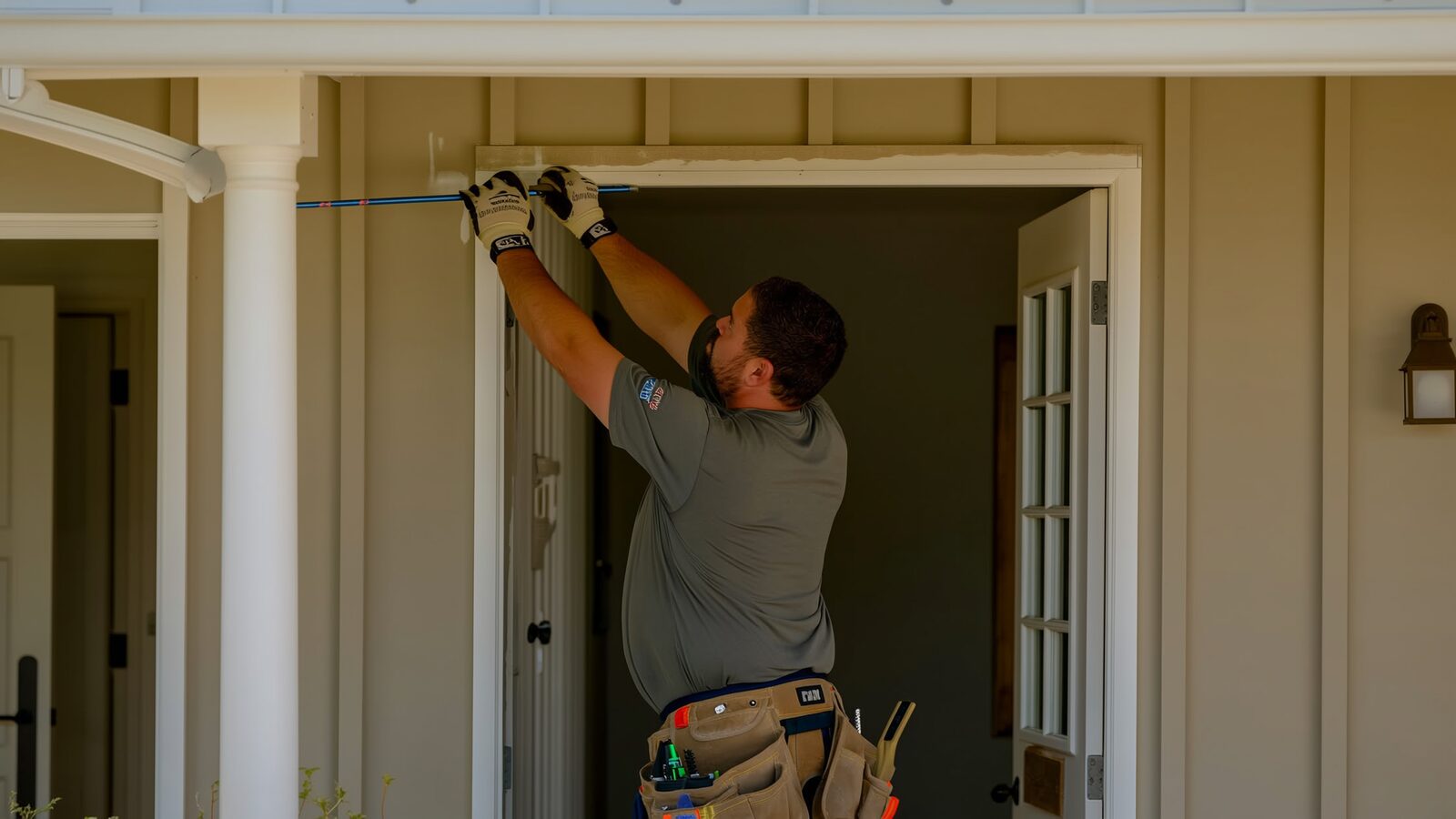 Restoration technician performing reconstruction & rebuild work at a property in Chandler, Arizona