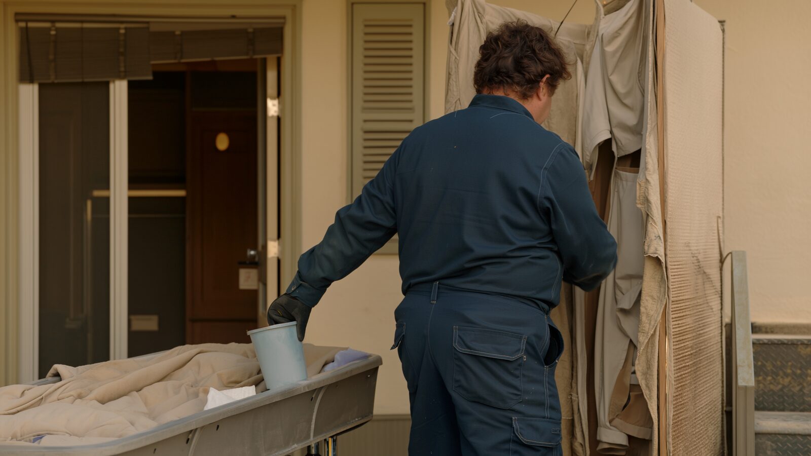 Restoration technician illustrating: Clothing, upholstery and textiles after a fire, and what cleaning they need