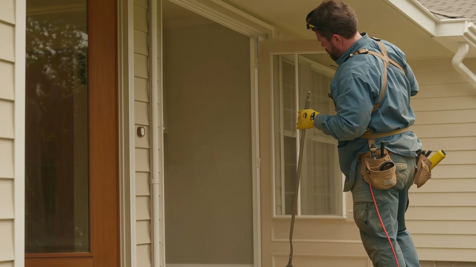 Restoration technician illustrating: What a dust storm does to a home, inside and out