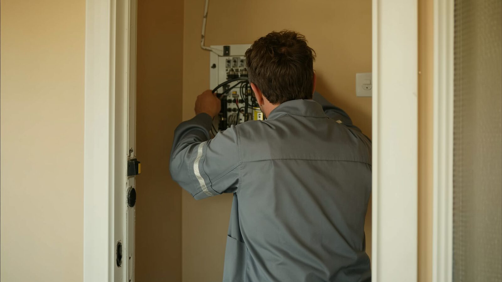 Restoration technician illustrating: The electrical panel after a fire: what inspectors look for before power comes back