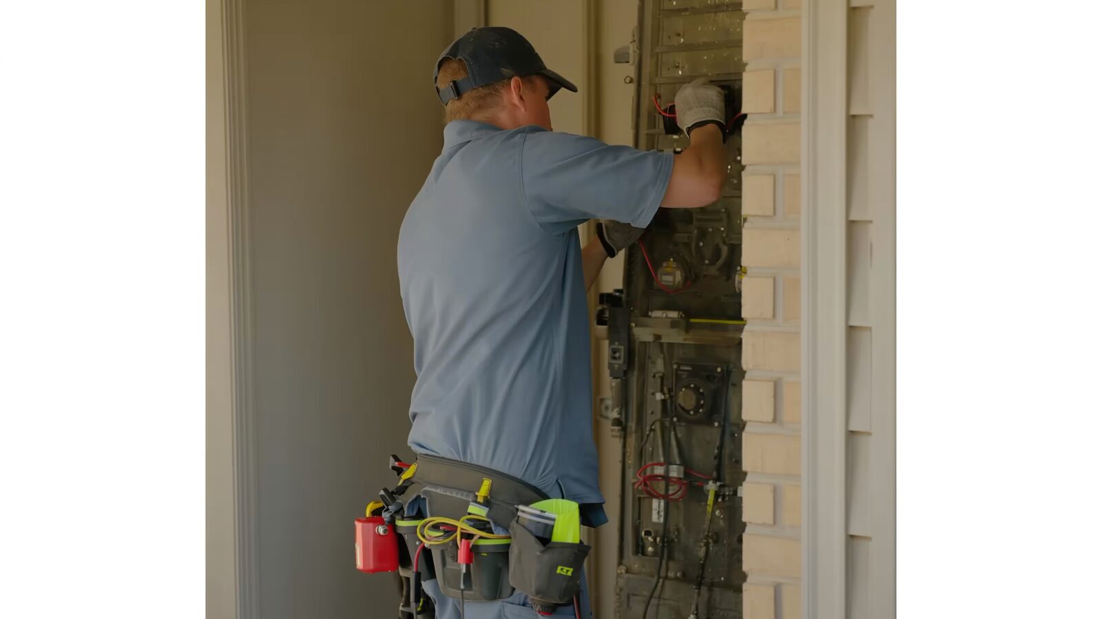 Restoration technician illustrating: Electrical work during a reconstruction, and what gets inspected