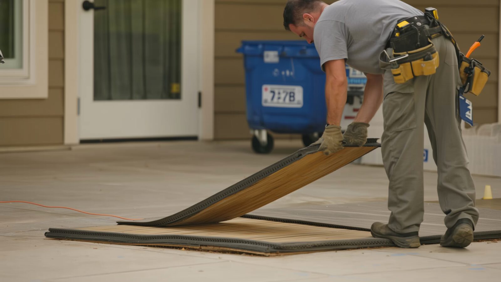 Restoration technician illustrating: Floor mat drying systems: rescuing hardwood without tearing it out