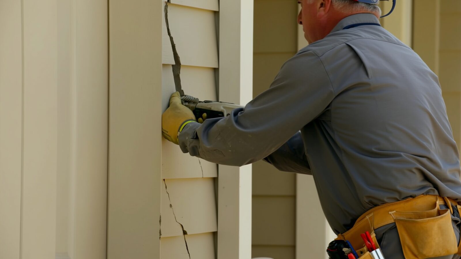 Restoration technician illustrating: Foundation cracks, water seepage, and telling a structural problem from a moisture one