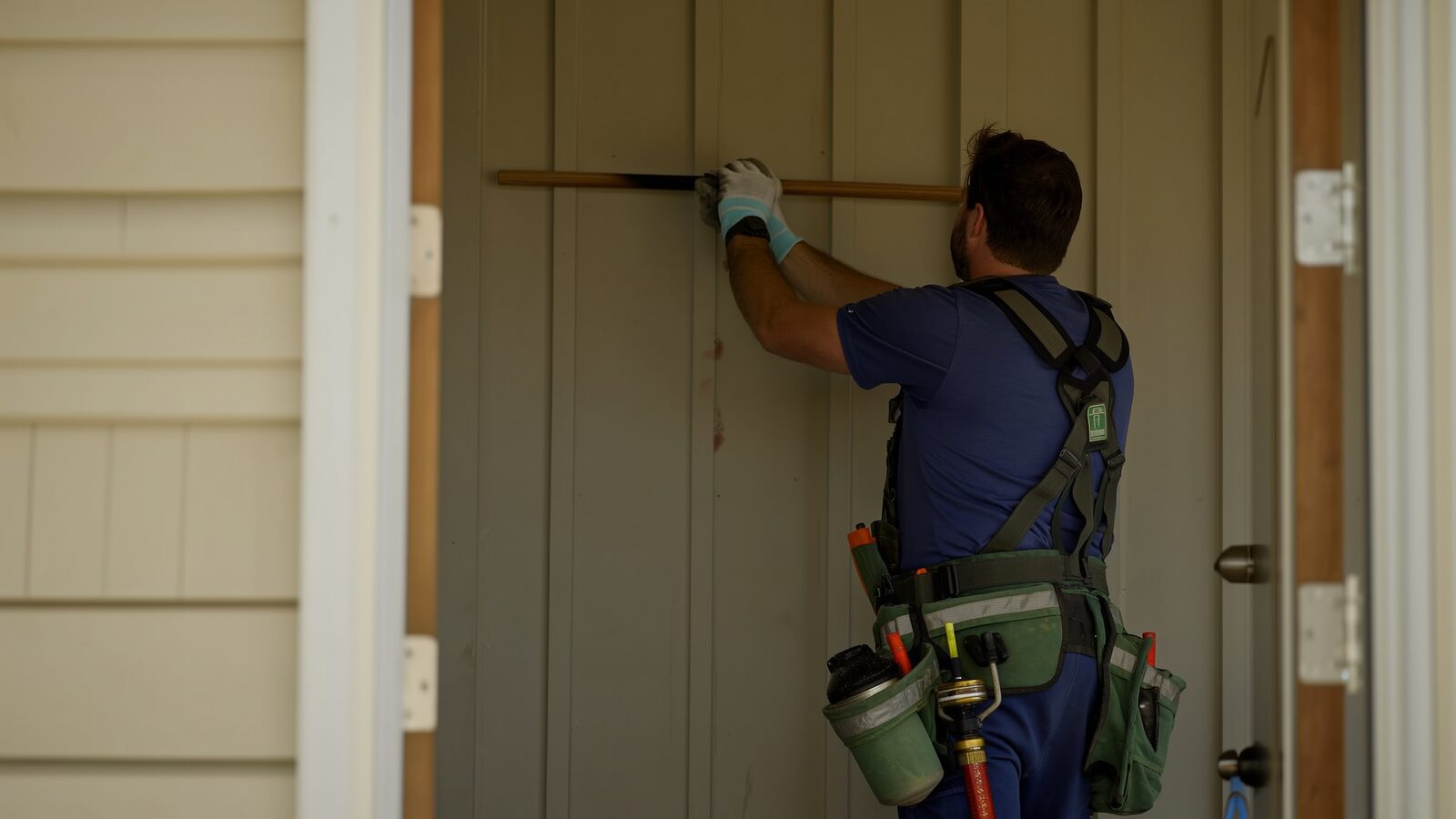 Restoration technician performing fire damage restoration work at a property in Fountain Hills, Arizona