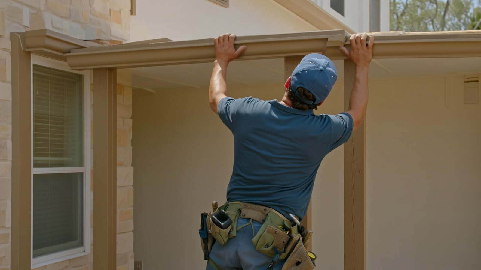 Restoration technician performing reconstruction & rebuild work at a property in Fountain Hills, Arizona
