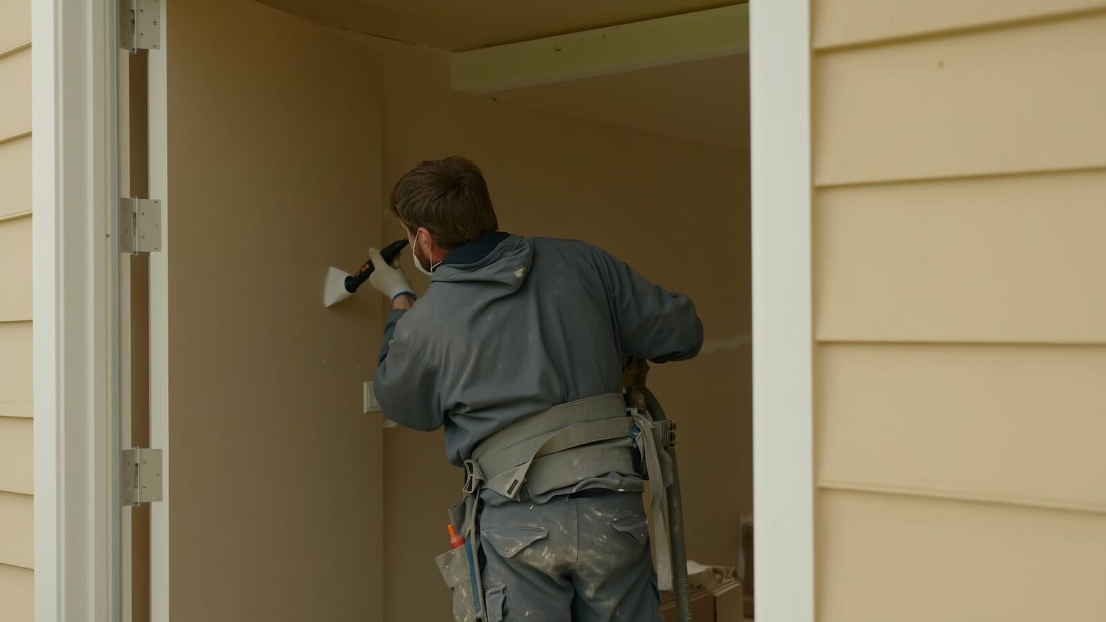 Restoration technician illustrating: Interior painting as the last step of a restoration
