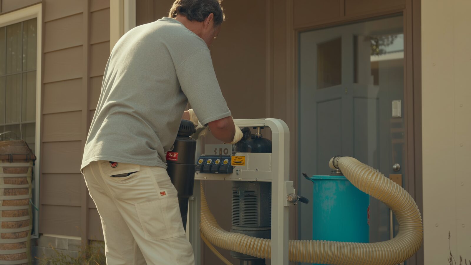 Restoration technician illustrating: Negative air machines and air scrubbers, and what each one is for