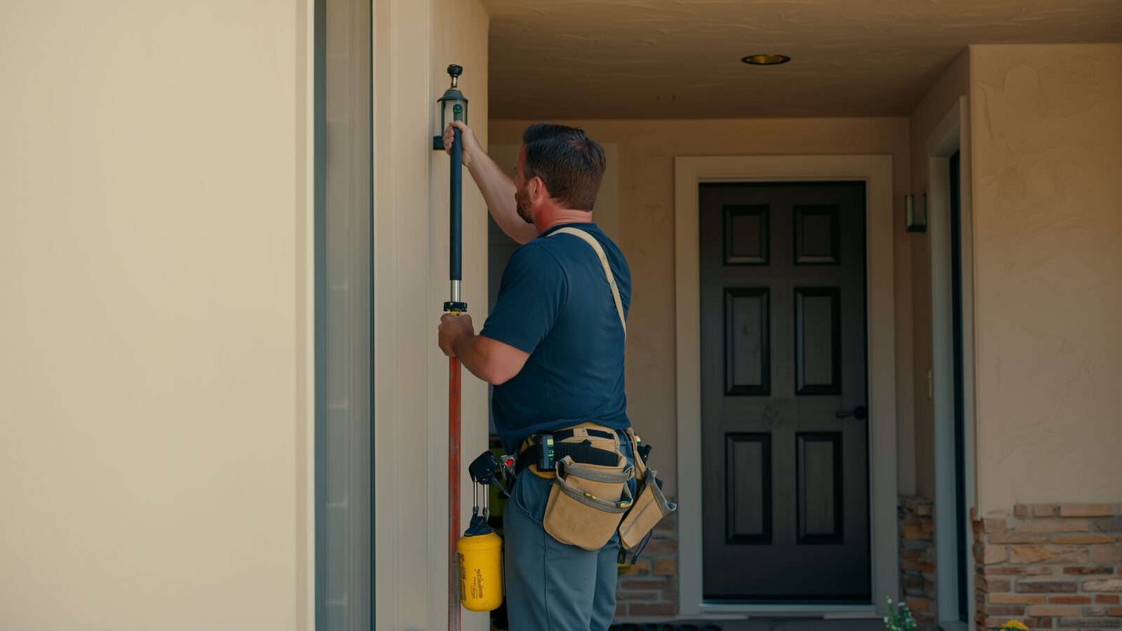 Restoration technician performing fire damage restoration work at a property in Peoria, Arizona