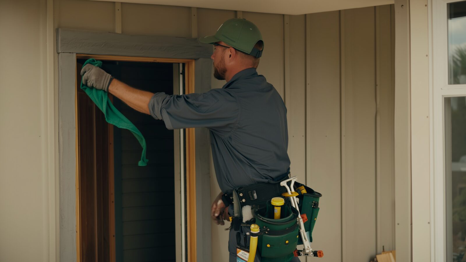 Restoration technician performing water damage restoration work at a property in Peoria, Arizona