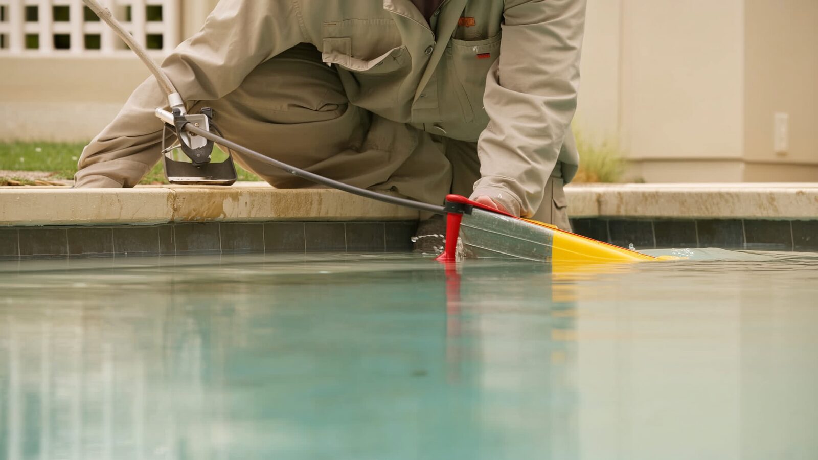 Restoration technician illustrating: Pool overflow during a monsoon storm and where the water goes