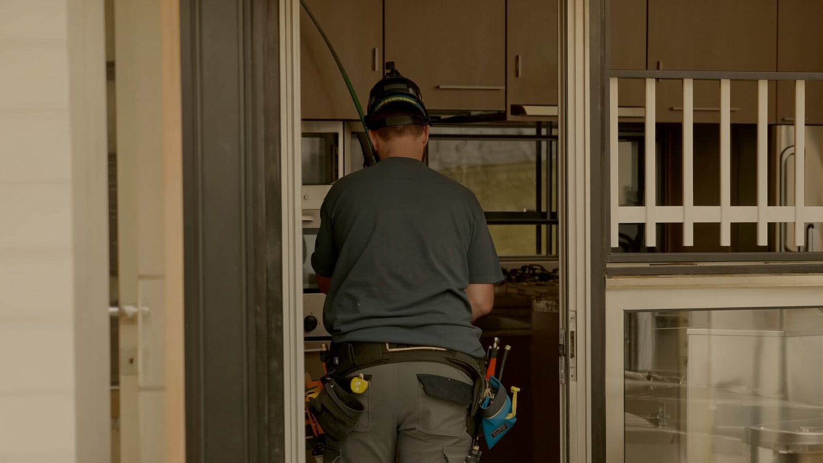 Restoration technician illustrating: Fire damage recovery in a restaurant kitchen
