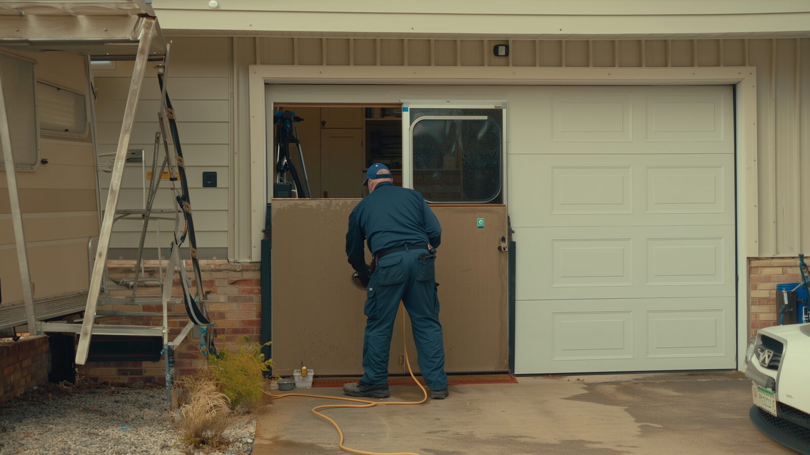Restoration technician illustrating: RV garages and workshops: water damage in spaces nobody monitors daily