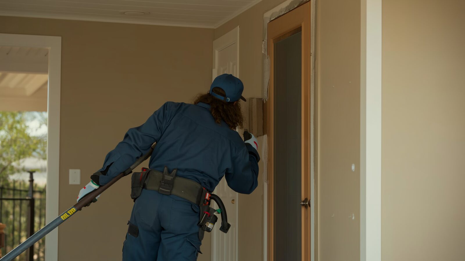 Restoration technician performing water damage restoration work at a property in San Tan Valley, Arizona