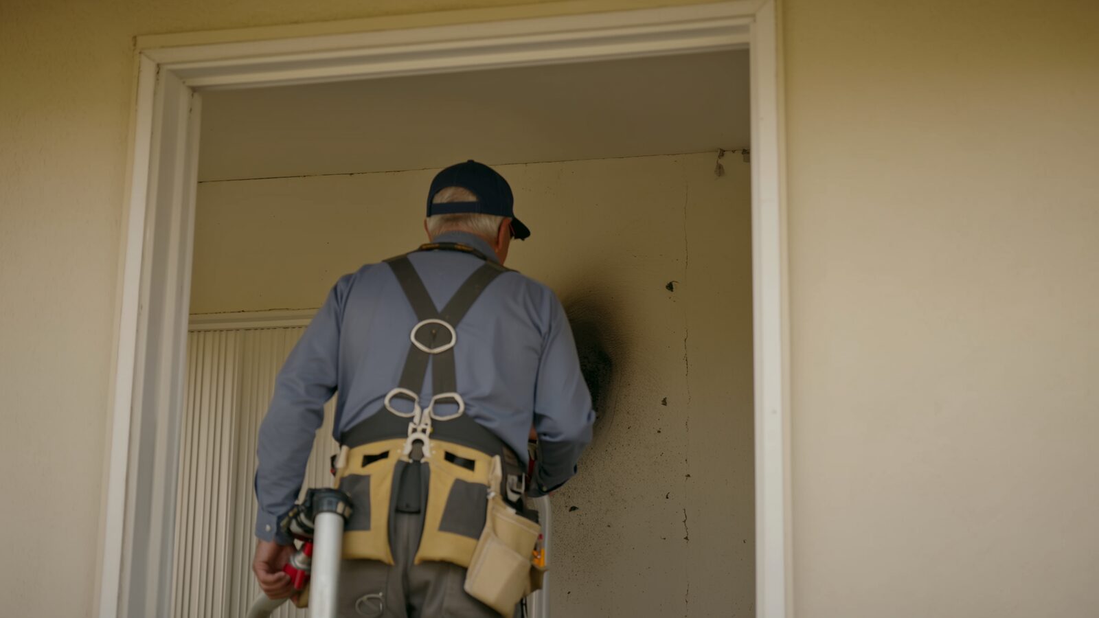 Restoration technician illustrating: Smoke inside wall cavities: why odor comes back after surface cleaning