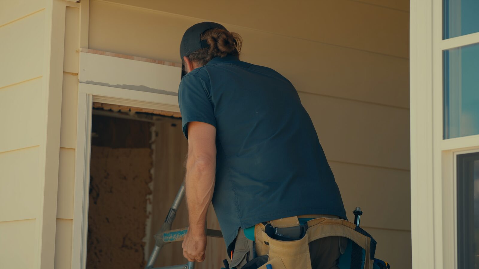 Restoration technician performing reconstruction & rebuild work at a property in Surprise, Arizona