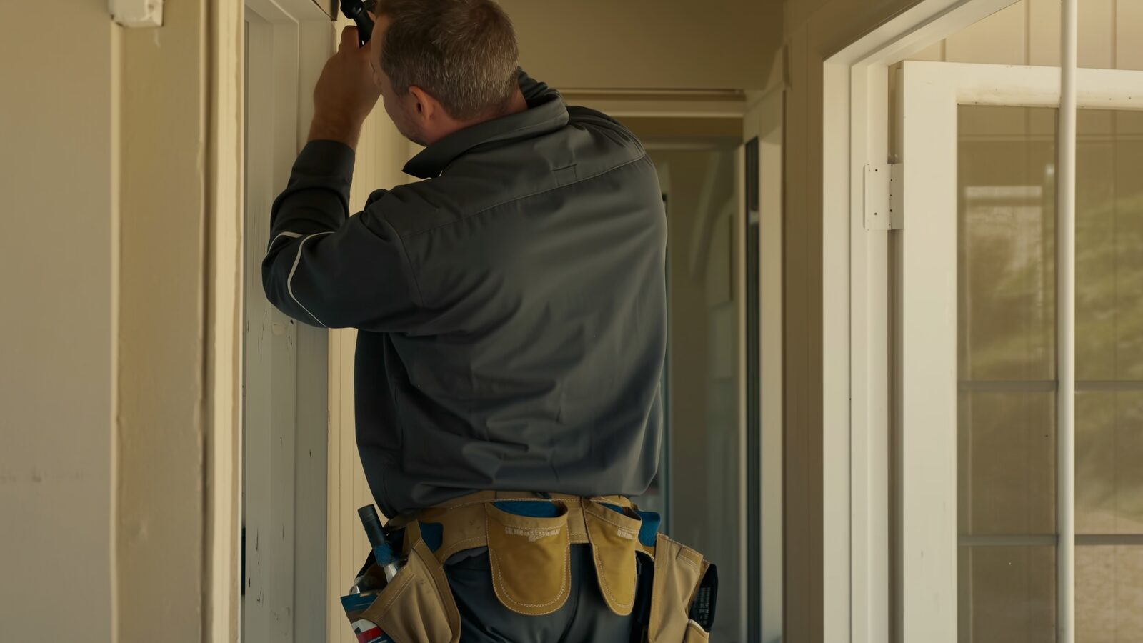 Restoration technician performing fire damage restoration work at a property in Tempe, Arizona