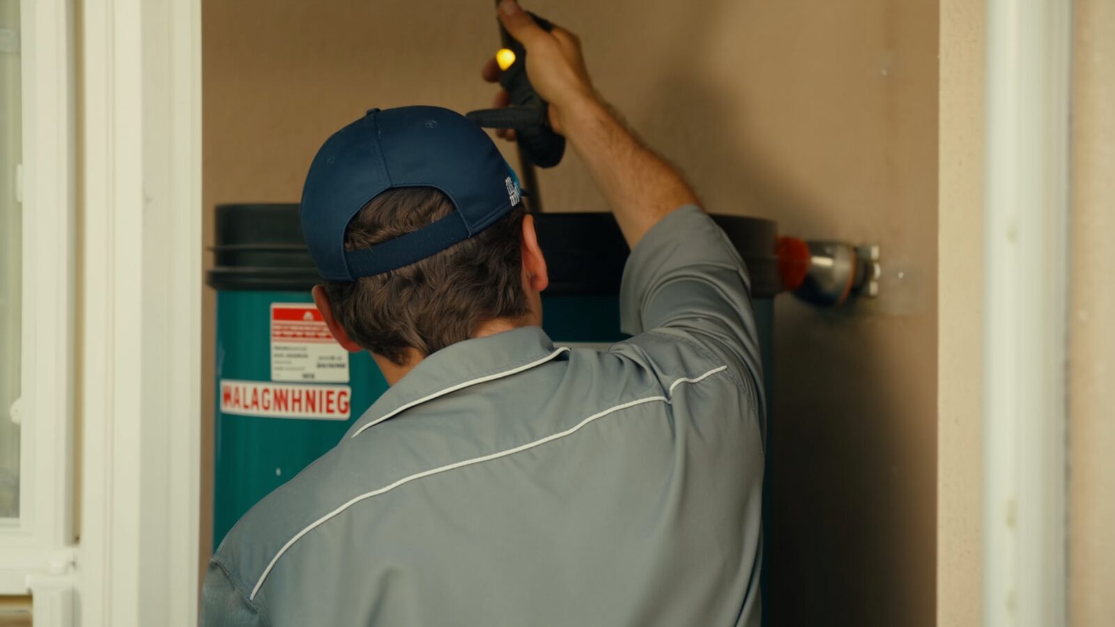 Restoration technician illustrating: Water heater maintenance that actually prevents leaks: flushing, the anode rod, and what wears out