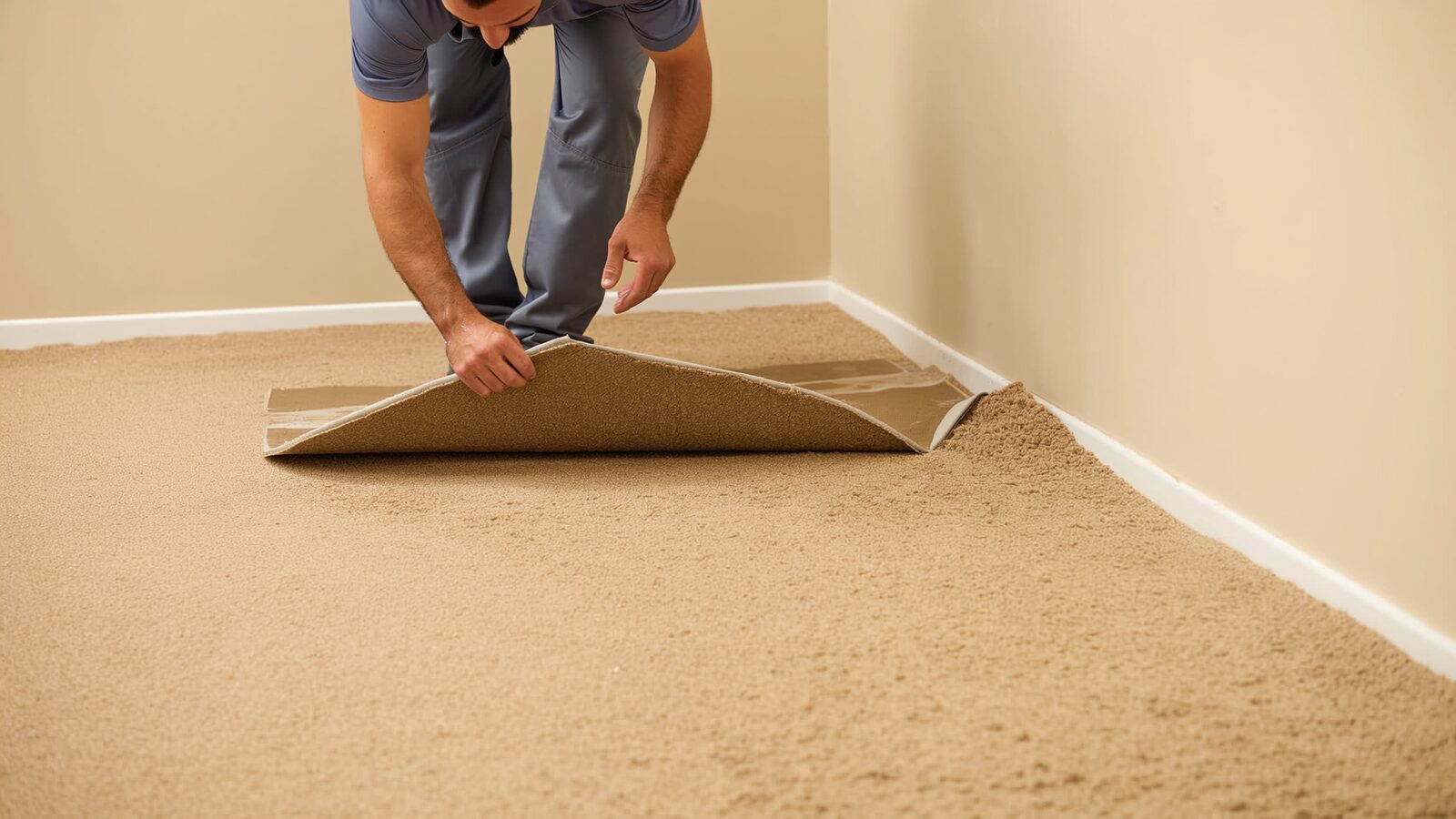 Restoration technician illustrating: Why carpet and pad often can't be saved after water damage, even when it looks fine